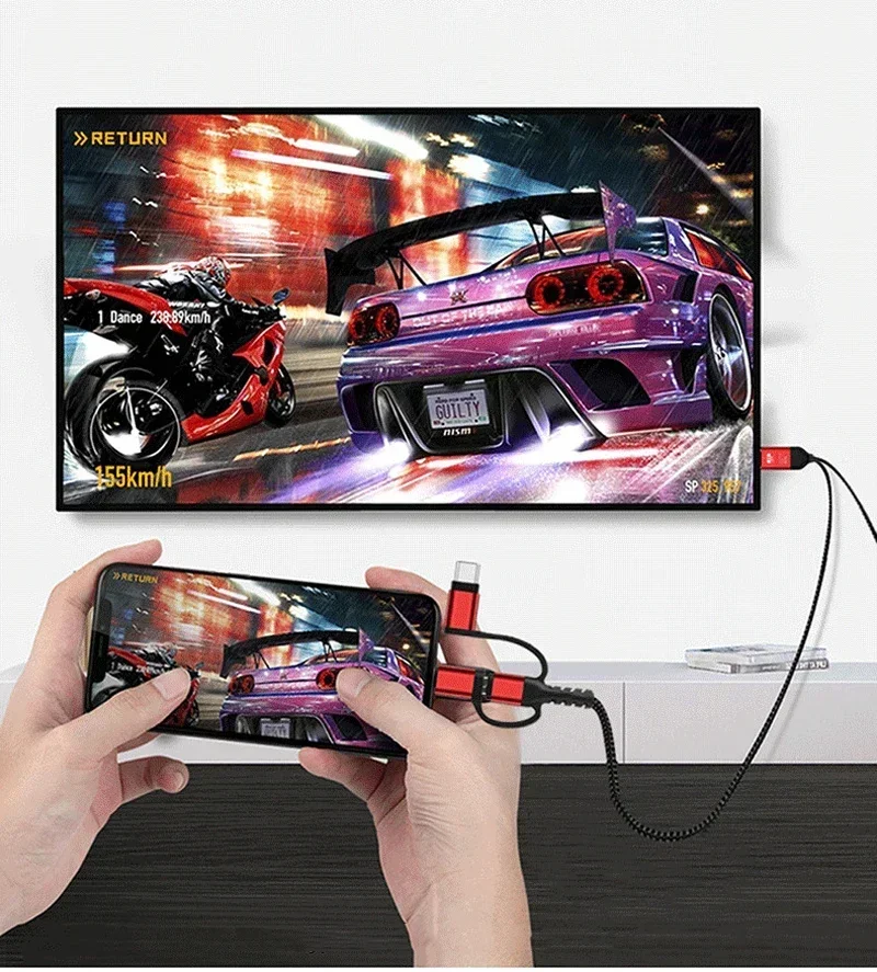 Фото Кабель HDTV, дисплей для IPhone, для Samsung, Huawei, подключение к экрану телефона, HDMI, HD, ТВ, проектор, аудио, видео адаптер, конвертер, Новинка №3