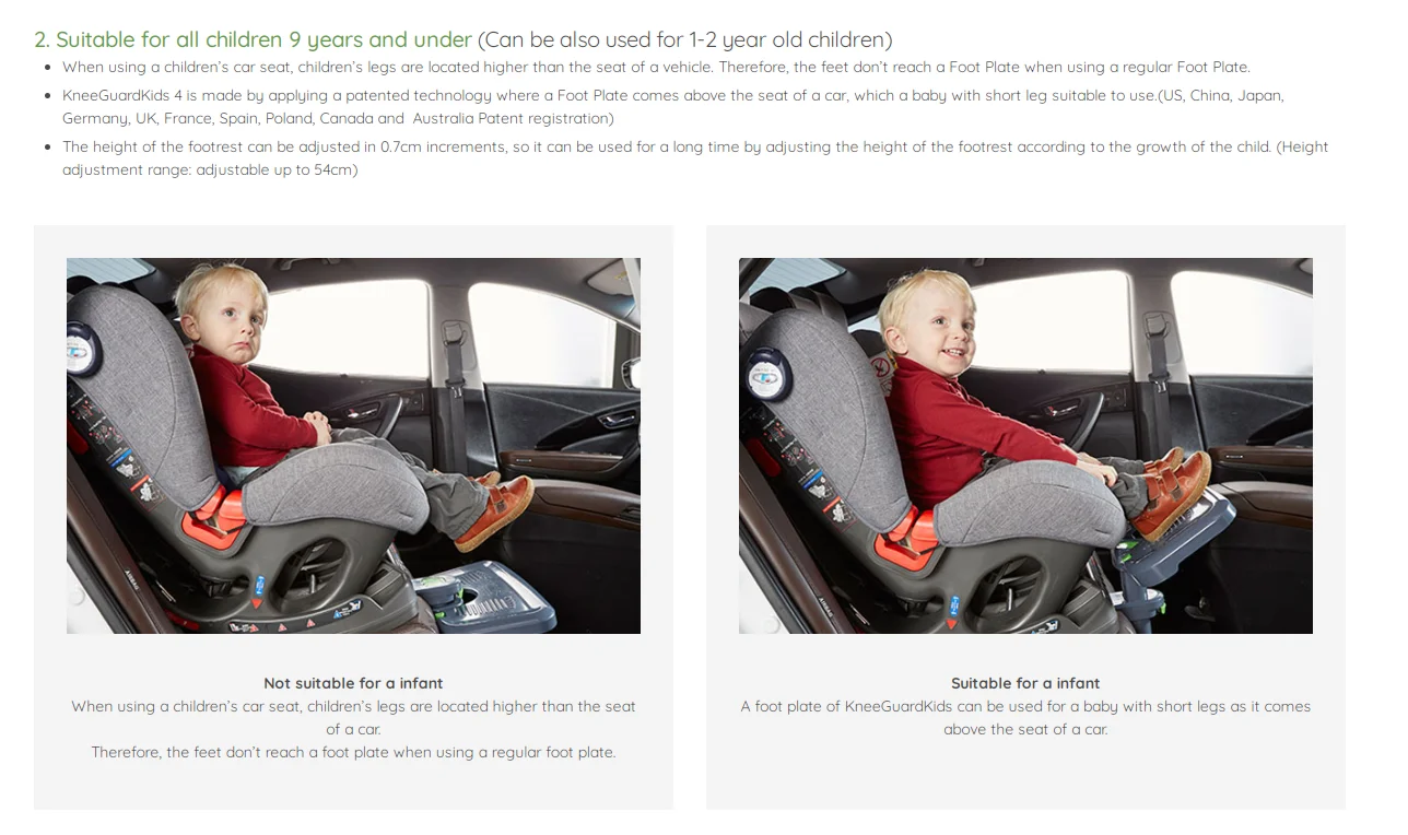  Beberoot Kids Car Seat Foot Rest - Protect Your Kids Knees  with Footrest : Baby