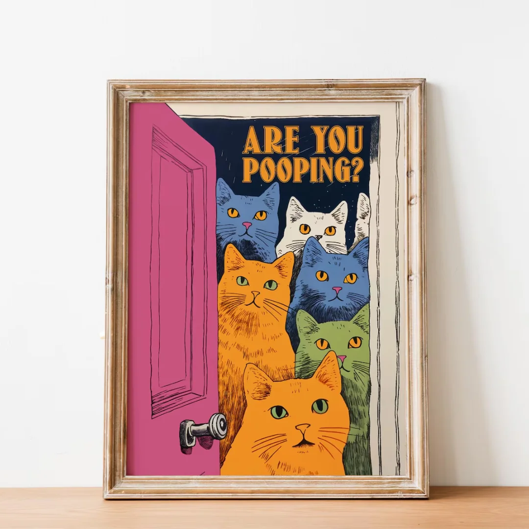 Bathroom Cat Print For Toilet Wall Art Print Funny Cat Print Maximalist Wall Art Bathroom Wall Art Toilet Poster Funny Posters