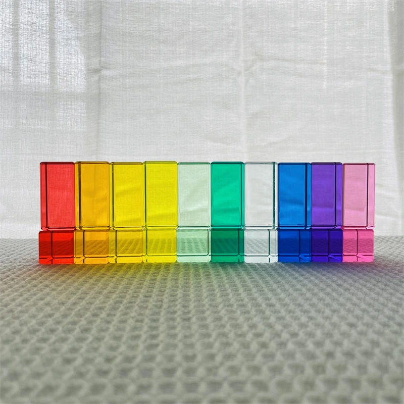 100 Pcs Rainbow Acrylic Building Blocks Gem Cubes Blocks Crystal Rainbow  Blocks