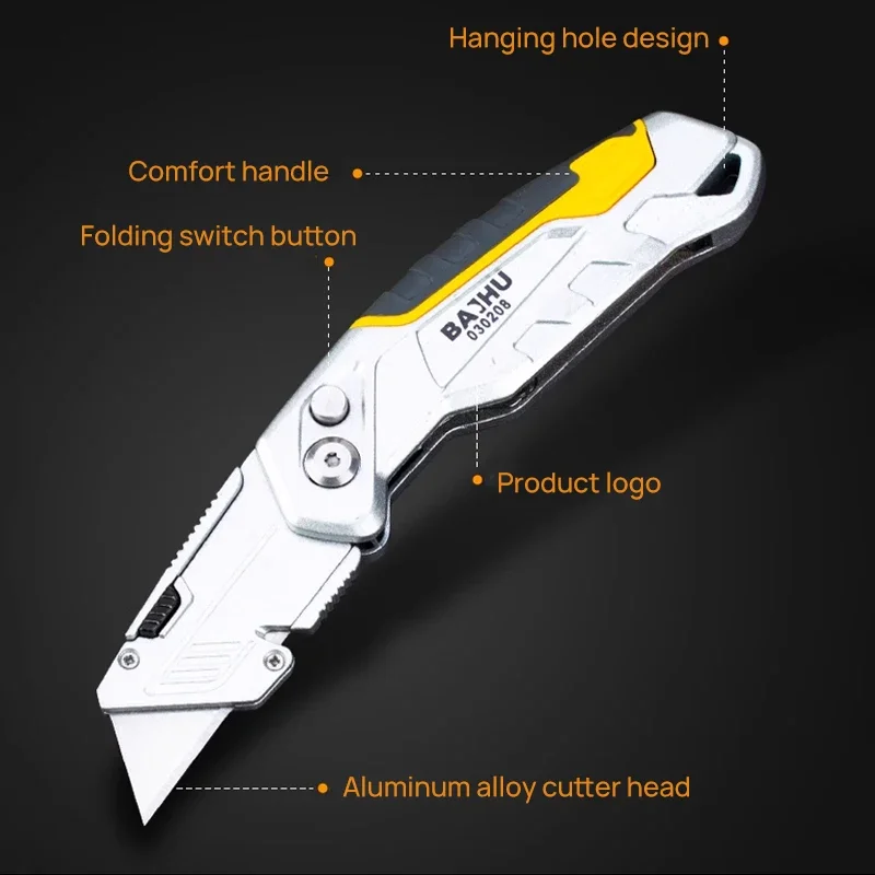Multifunctional Utility Knife Retractable Sharp Cut Heavy Duty Steel Break 18mm Blade Paper Cut Electrician Professional utility knife paper cutting knife cutting knife paper cutter art knife box opener