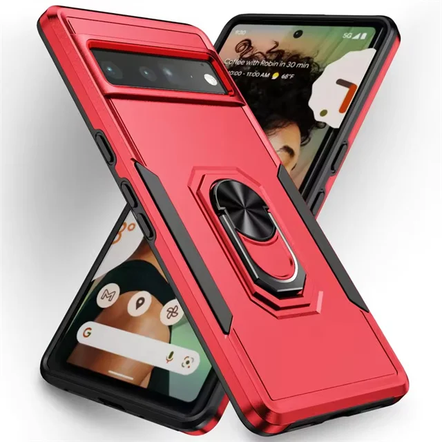 Rugged Military Heavy-Duty Magnetic Ring Stand Phone Case - Shockproof Matte Defender Cover