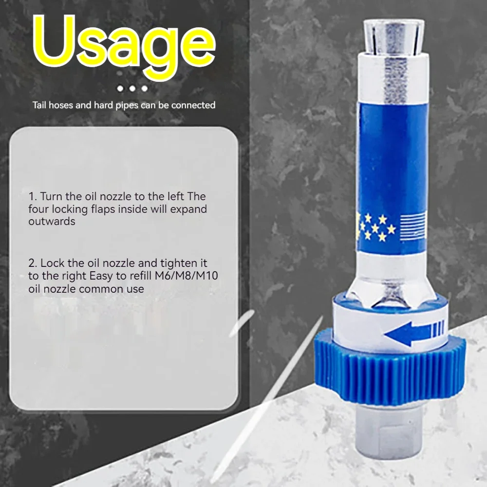 Grease Coupler Adapter Grease Coupler Lock Clamp Type Quick Release Grease Nozzle M6/M8/M10 Mouth Connector Oil Pump Lock on Tools Hose
