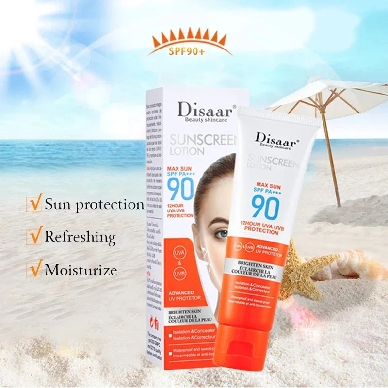 Whitening Uv Sunscreen Cream Isolation SPF90 Pa+++ Lasting Oil-Control Anti-Aging Moisturizing Refreshing Brightens Body Care