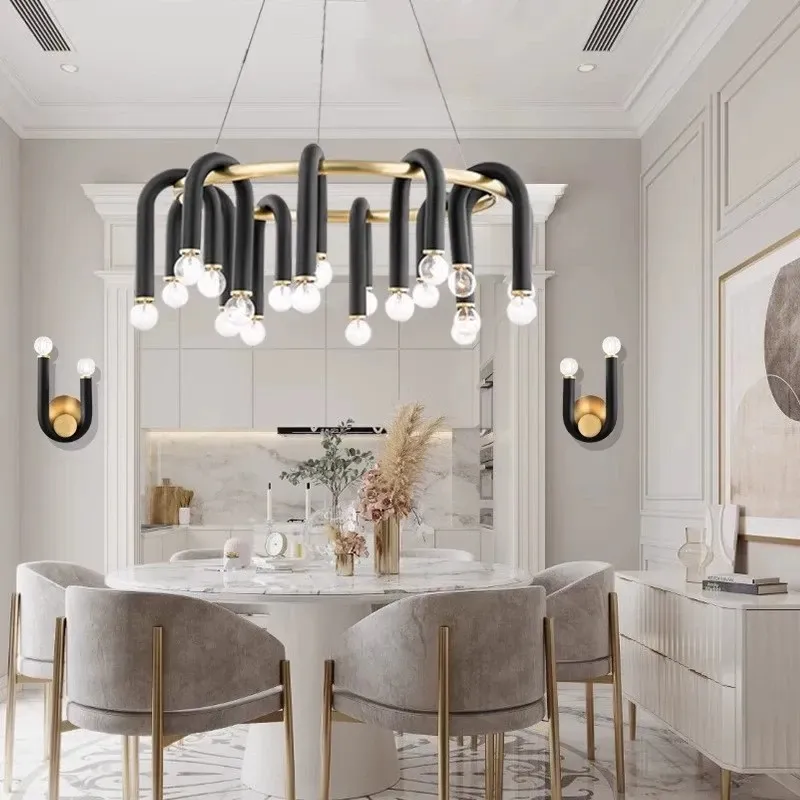 

Modern U-tube Chandelier Bedroom Decoration Simple Bedroom, Dining Room, Living Room Hanging Lamp Lighting Home Decoration