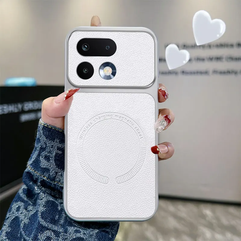Magsafe Magnetic PU Leather Texture Shockproof Lens Protection Case