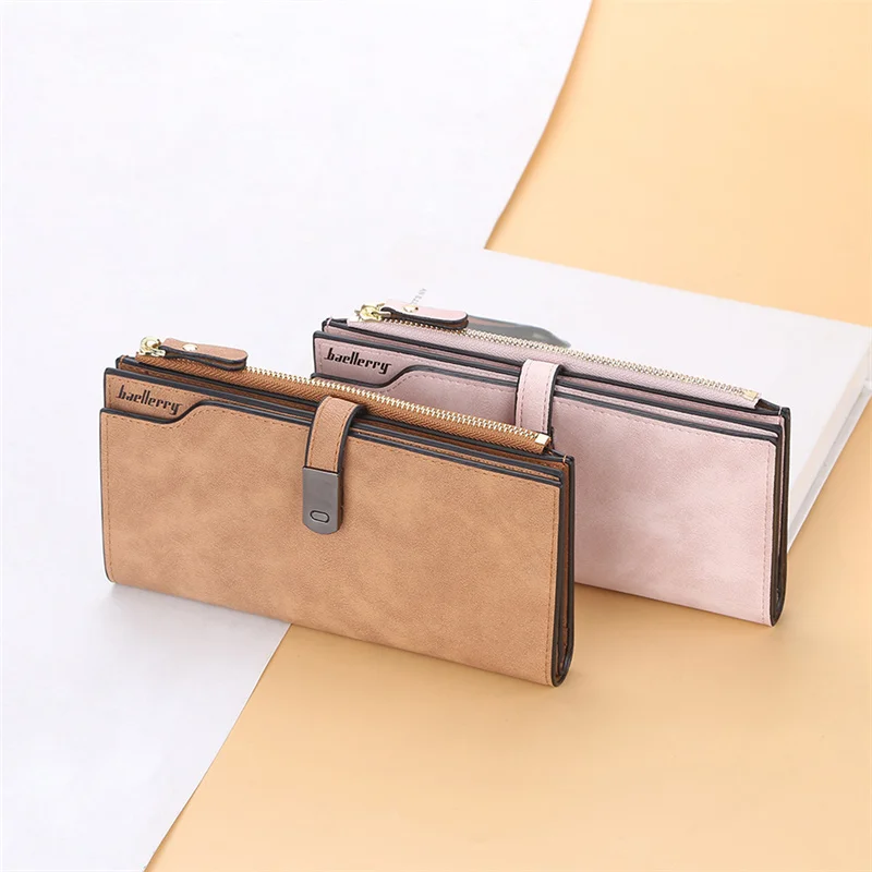 New Women Wallet Multifunctional Fashion PU Leather Long Wallets Multi-card Position Clutch Buckle Zipper Student Wallet 2