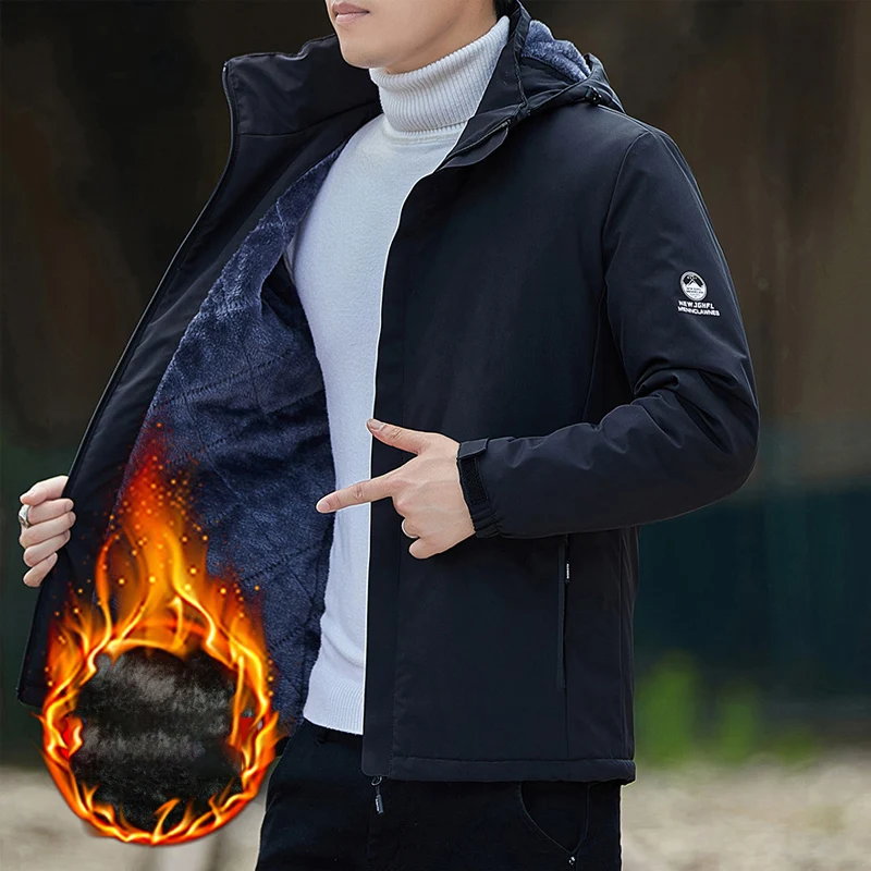 

CASUMANL Brand 2023 New Storm Jacket Men Thickened Fleece Warm Hooded Jackets Mans Fashion Popular Outdoors Male Coat M-5XL