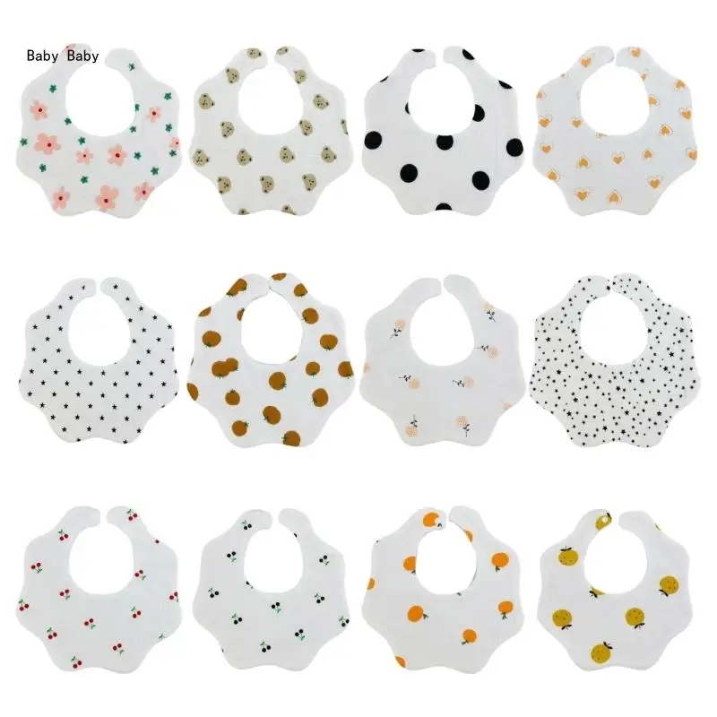 

Infant Drooling Bib Baby Breathable Cotton Bib Teething Bibs Flower Saliva Towel Q81A