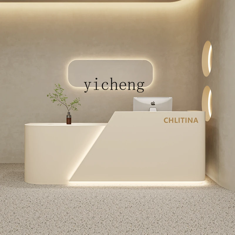 

ZF Beauty Salon Reception Table Cream Style Dance Training Small Reception Desk