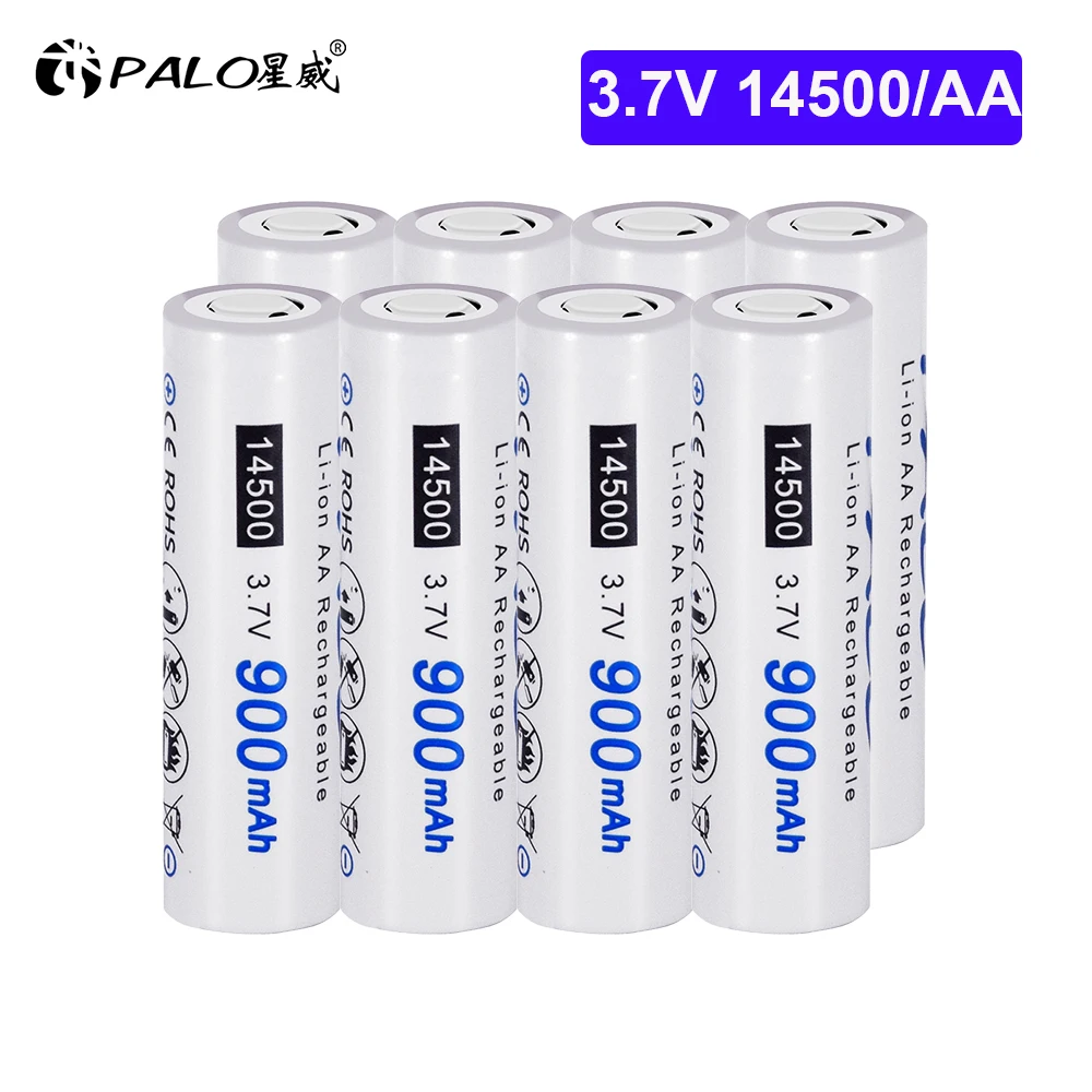 

PALO 2-16 шт 14500 900mAh 3,7 V литий-ионная аккумуляторная батарея AA литиевая батарея для светодиодных фонарей фонарь для мыши