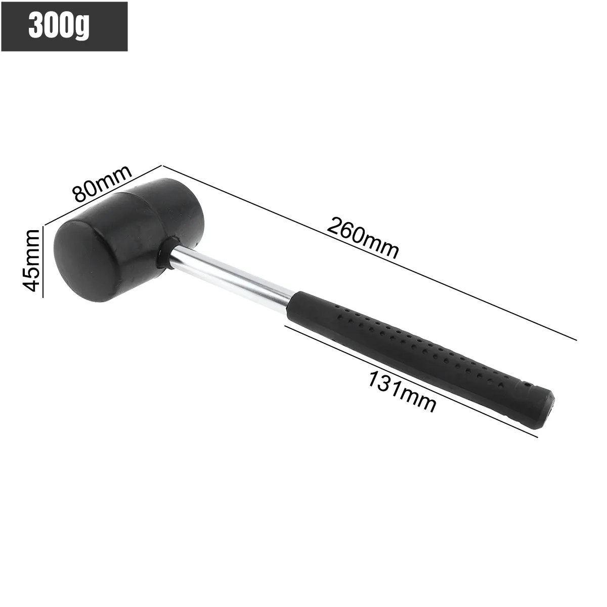 300g/400g Non-elastic Black Rubber Hammer Floor Tile Mallet with Round Head and Non-slip Handle DIY Hand Tool 2