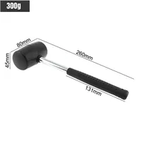 300g/400g Non-elastic Black Rubber Hammer Floor Tile Mallet with Round Head and Non-slip Handle DIY Hand Tool 2
