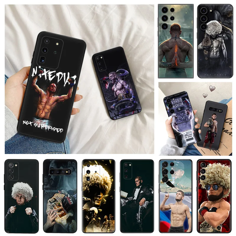 Custodia Opaca Per Telefono Per Samsung Galaxy S23 5G S22 S21 S20 Ultra S10 Plus Fe Note 20 10 9 Khabib Nurmagomedov Cover Morbida Nera