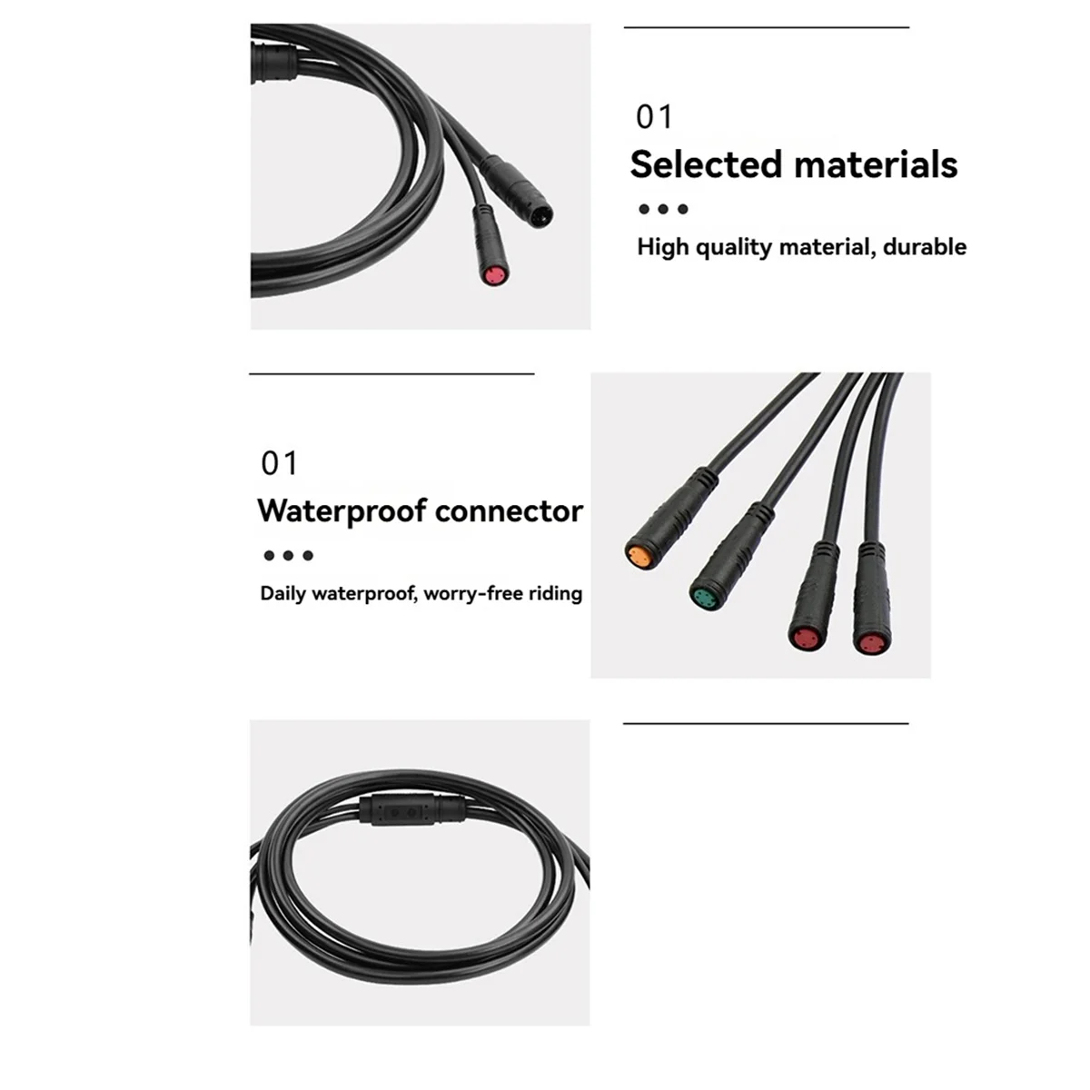 BAAU Electric Bicycle Cable 1TO5 Waterproof Cable Leads Wires for KT Controller Motor Throttle Brake Display