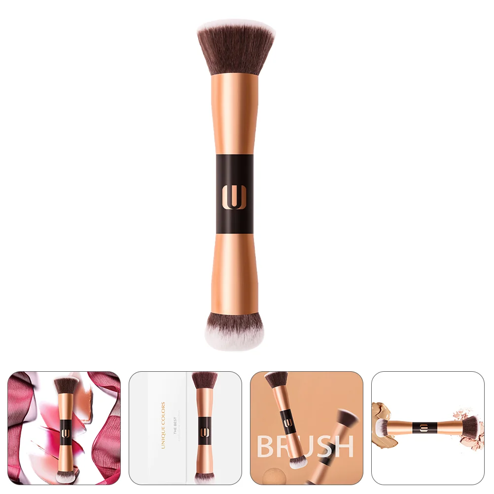 

1Pc Double-end Portable Makeup Brush Women Loose Powder Blush Brush Rose Gold