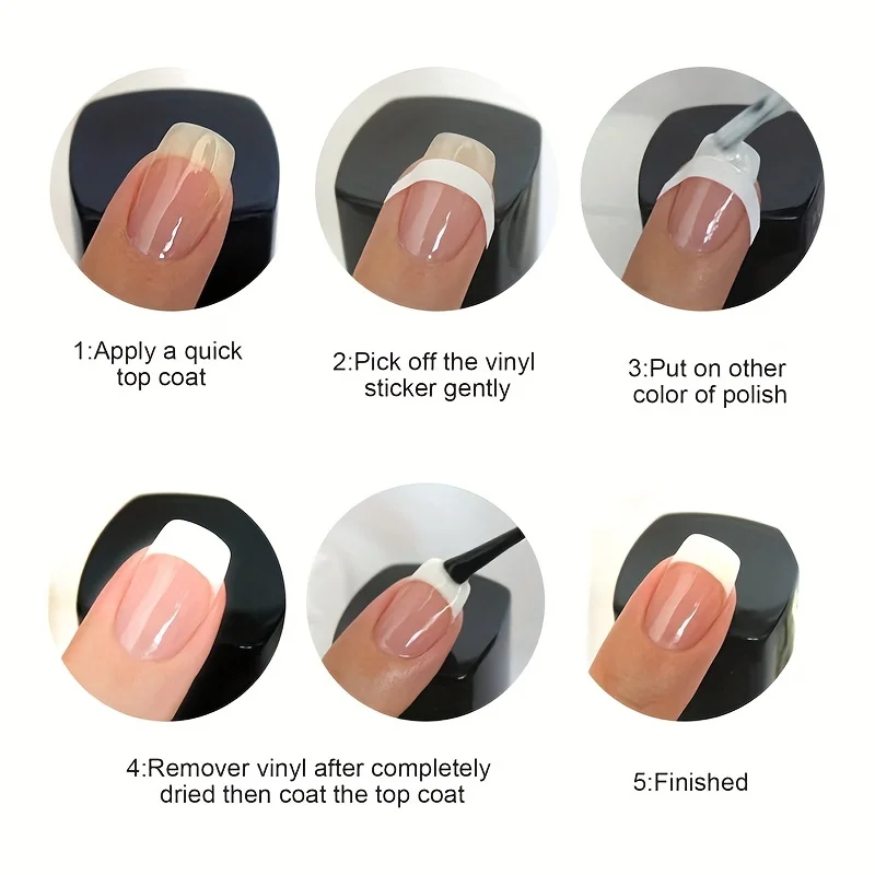 3PCS French Nail Art Stickers White Self-Adhesive Nails Strip Tips Guides for DIY Decoration Stencil Tools Fringe Tip Decals