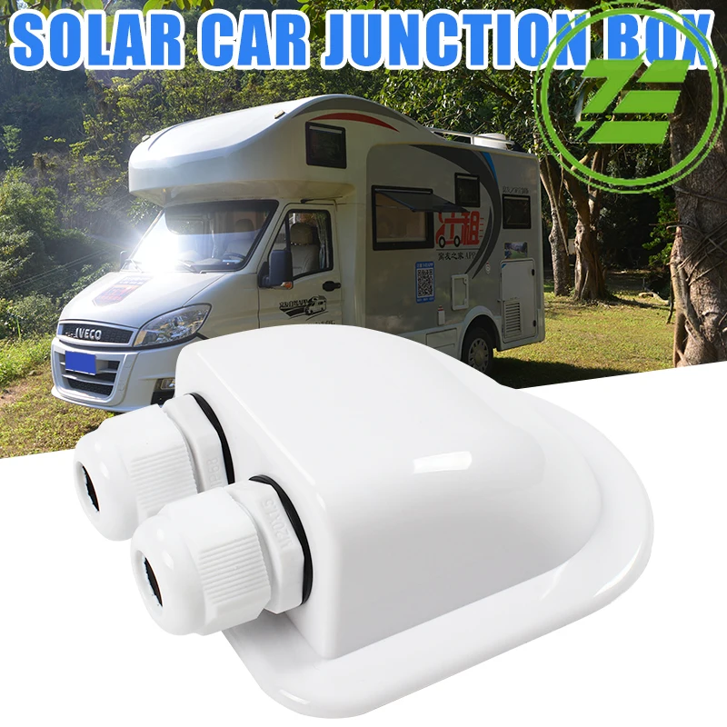 

Double Wire Entry Gland Box Solar Panel Roof Cable Motorhome White Hole RV Yacht Car Accessories