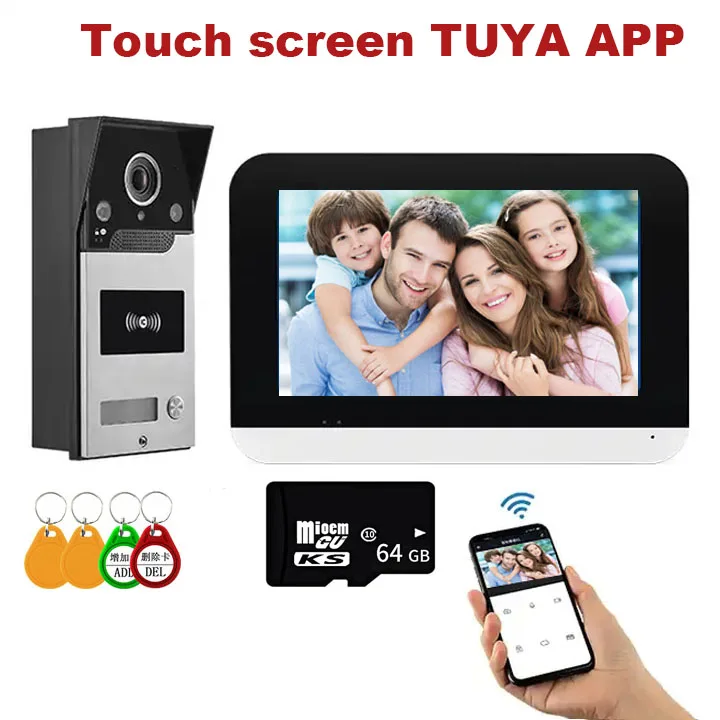 

Motion Detection 7" Touch Video Door phone 1080P Tuya APP WiFi Doorbell Camera Card Unlock POE Video Door Phone Intercom System