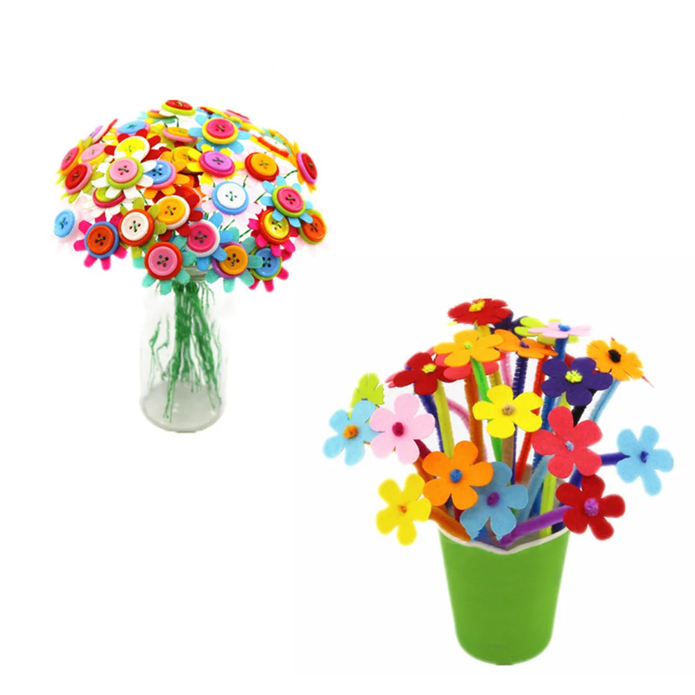 Adults Handmade DIY Flower Slices Nonwoven Craft Fabric Flowers Embellishments for Crafts Child craft fabric flowers