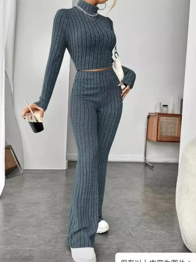 Sexy Slim Women Suits 2024 Autumn High Waist Casual Rib Knit Long Pants Set Casual Turtleneck.jpg Sexy Slim Women Suits 2024 Autumn High Waist Casual Rib Knit Long Pants Set Casual Turtleneck.jpg