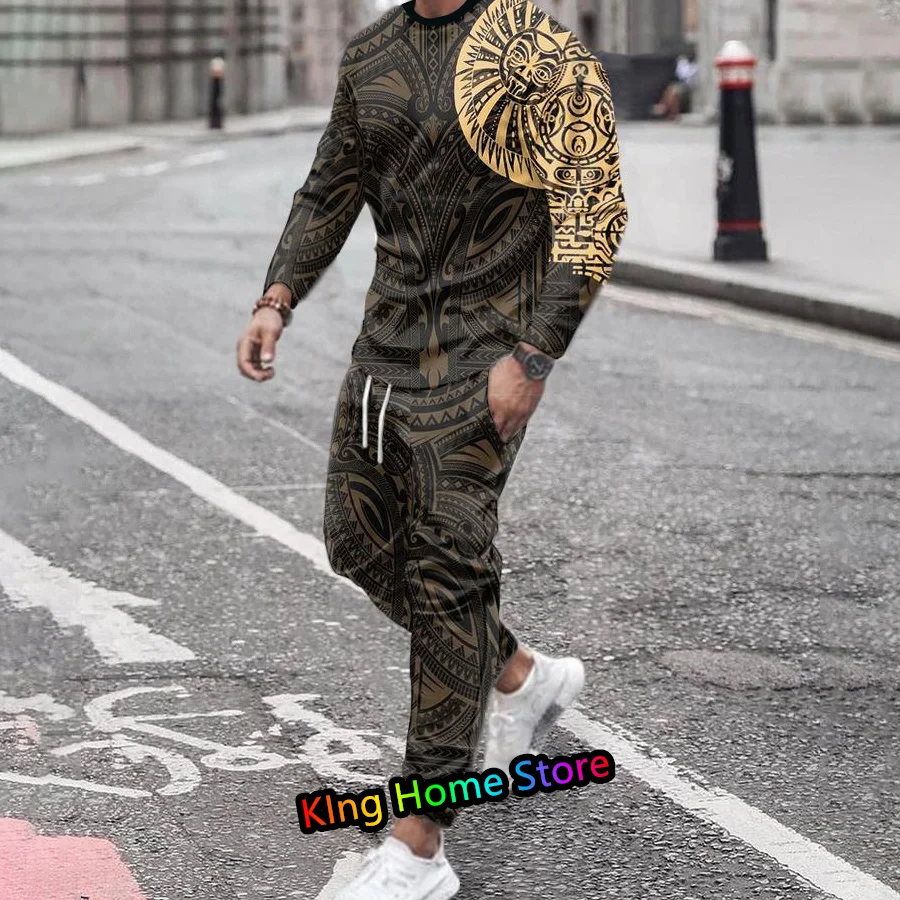 Men's Outfit Tracksuit 2 Piece Set Long Sleeve Streetwear Autumn Fashion Smiling Face Jogging Suit Oversized TShirt Trouser Sets