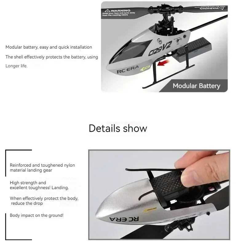 C129v2 Rc Helicopter 4 Channel Remote Controller Helicopter Charging Toy Drone Model Uav Outdoor Aircraft Rc Toy Christmas Gift 5