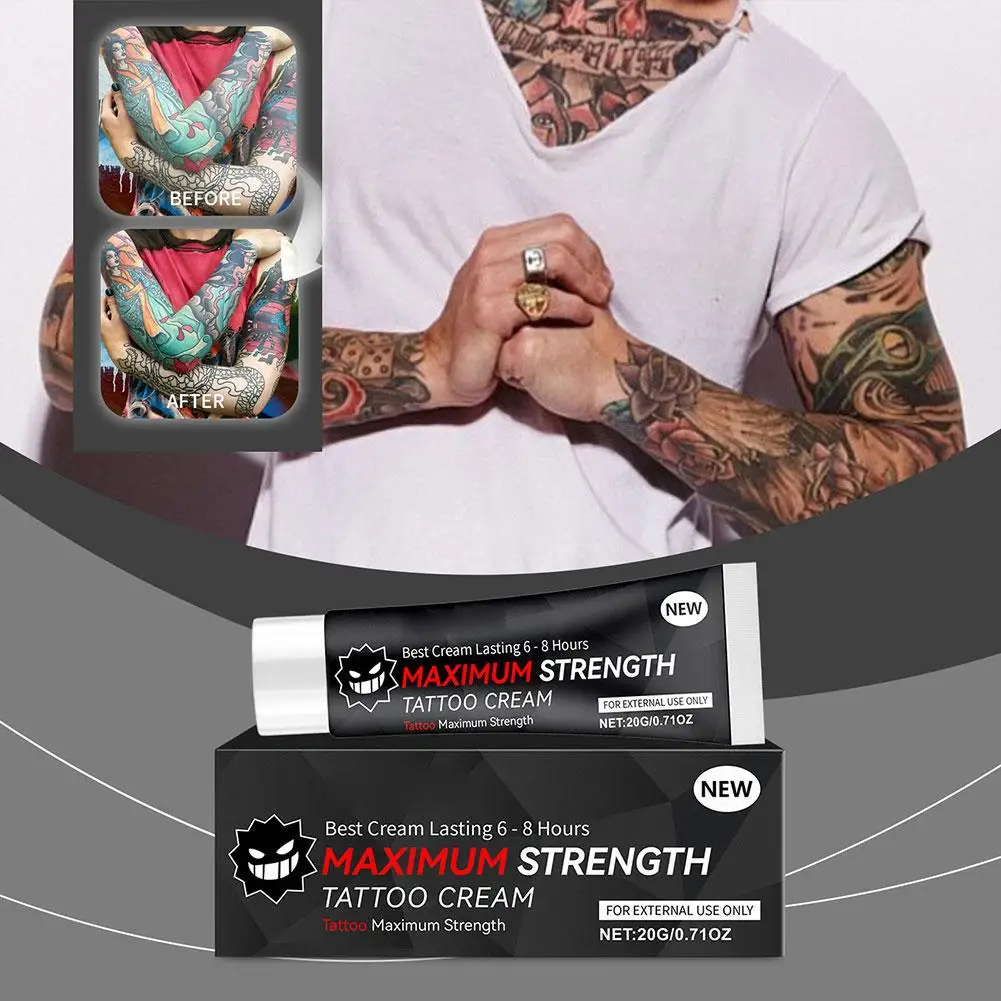 Crema per Tatuaggi a Massima Efficacia 20g, Gel Riparatore Post-Tatuaggio per la Cura della Pelle, Idratante, Anti-Cicatrice, Lenitivo, per la Preservazione del Colore - immagine 2