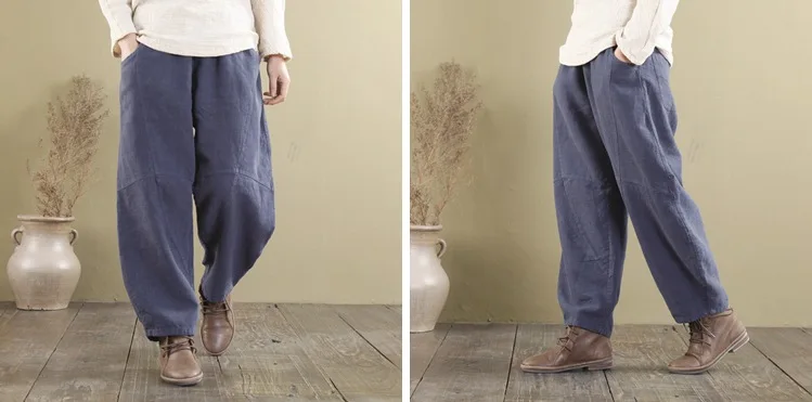 nike capri leggings Women Wide Leg Pants Elastic Waist 2022 Spring New Linen Trouser Women Pants Loose 8 Colour Vintage Vintage RV655 work pants