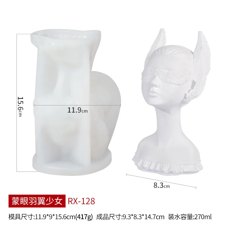 

DIY Large Nordic Blinded Girl Gypsum Mold New Closed Eye Girl Candle Silicone Mold Production Gypsum Candle Home Decoration Wax