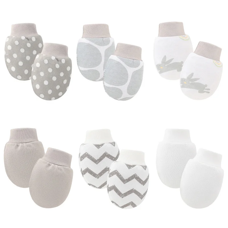 6Pairs/lot Newborn Gloves Protection Face Baby Boy Mittens Soft Cotton Anti-Scratch Gloves Cartoon Printed Girls Infant Supplies 4