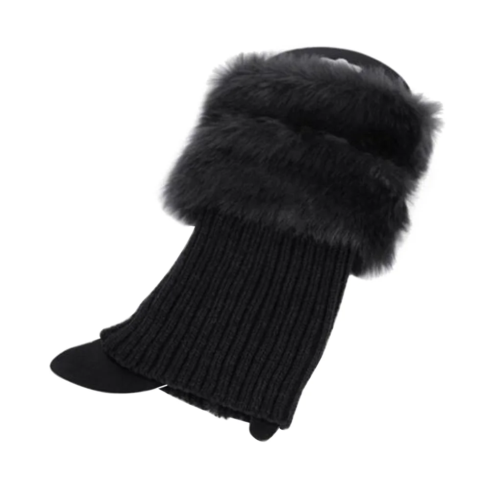 

Women Leg Warmers Fur Trim Boot Cuff Cover Female Fur Boots Anklets Warm Socks Set Christmas Fur Feet Set Short Wool Shoes Set