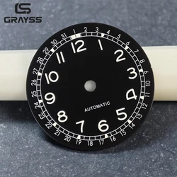 Enhanced Pilot Military Field Dial with White Arabic Numerals and C3 Lume, 28.5mm (Black)