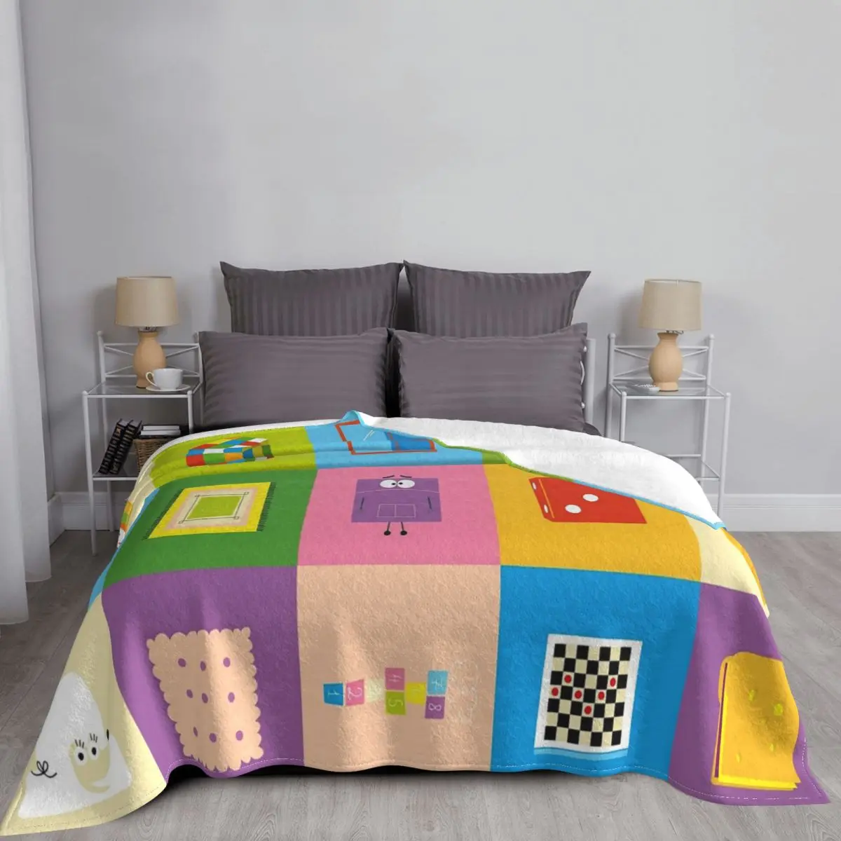 Ask The StoryBots Cartoon Plaid Blankets Sofa Cover Flannel Summer Anime Super Soft Throw Blankets for Home Office Bedspread