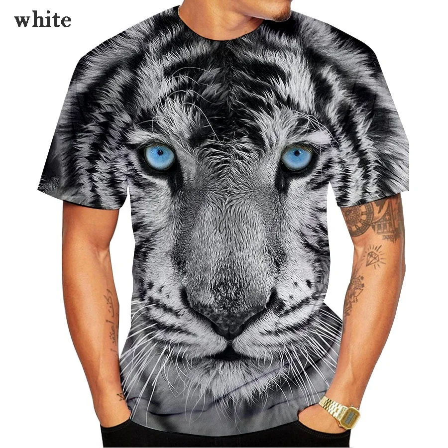 

2022 NEW Men's Tiger 3d Short Sleeve Clothes Creative Animal Digital O-neck Tiger 3D Print T-Shirt Women Tops XS-5XL
