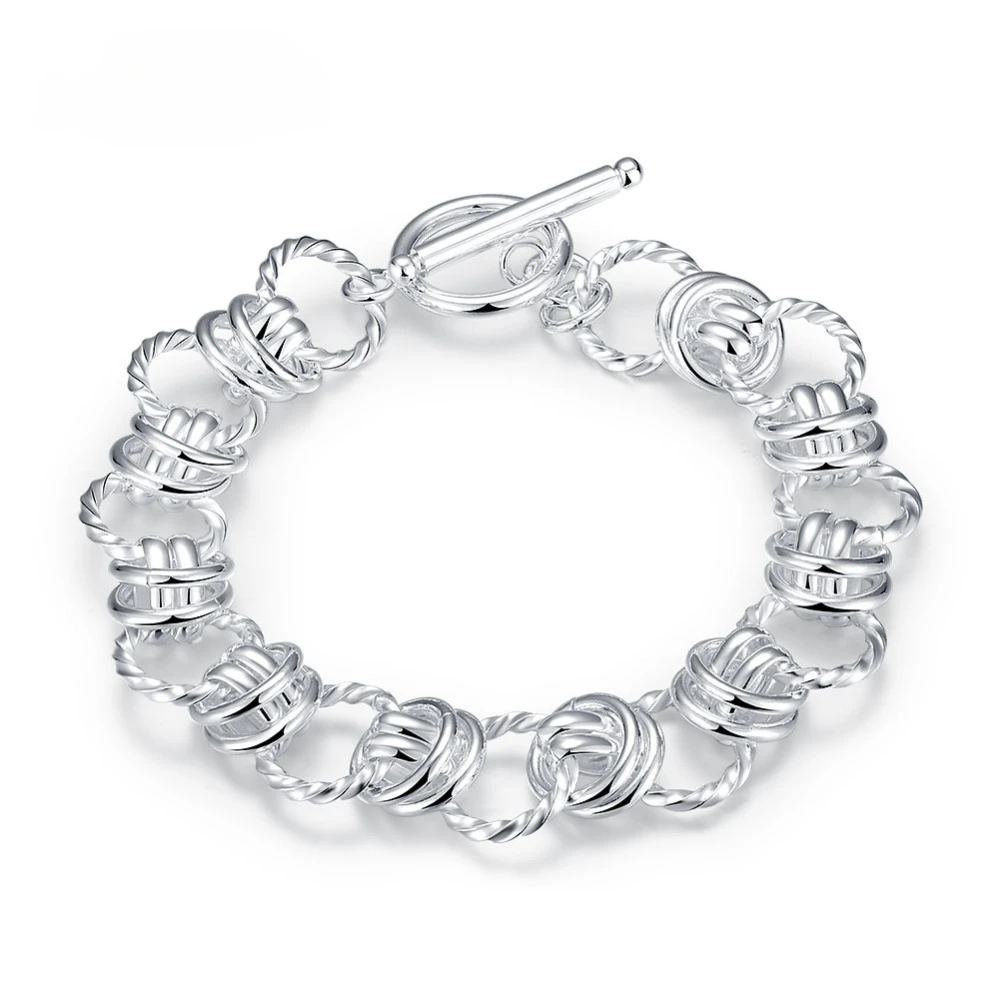 

New 925 Sterling Silver Bracelet Round Exaggerated Silver Bracelet Men And Women Jewelry Gifts