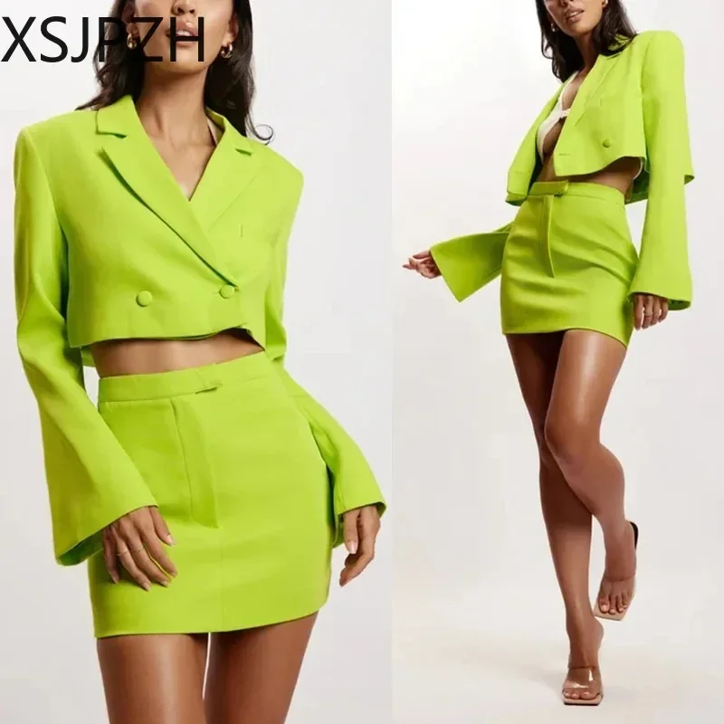 2024 New Fashion Business Commuting Dress Women Coats Office Ladies Short Suit V Neck Lady Cropped Blazers Ladies Tops Versatile