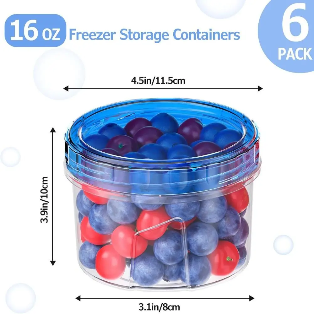 3/6Pcs 16oz 냉동고 보관 용기(뚜껑 포함) 재사용 가능한 플라스틱 수프 용기 BPA 프리 밀폐 식품 보관 용기
