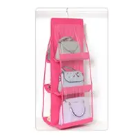  6 Pocket Hanging Handbag Organizer for Wardrobe Closet Transparent Storage Bag Door Wall Clear Sundry Shoe Bag with Hanger Pouch 