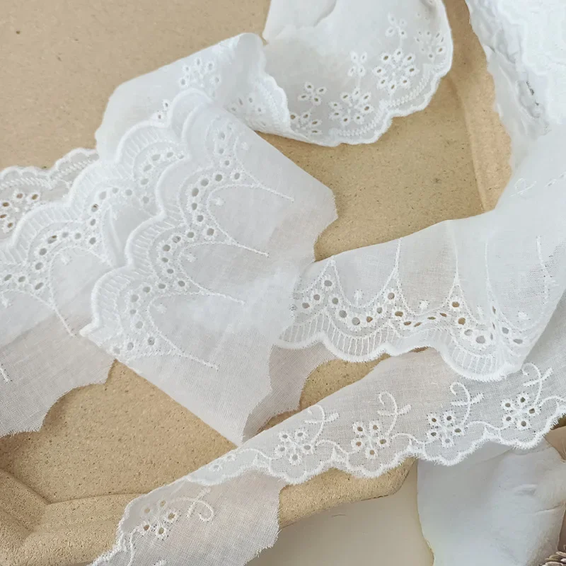 15 야드 화이트 코튼 레이스 리본 DIY 수제 공예 패브릭 중공 꽃 자수 레이스 테이프, 홈 섬유 장식
