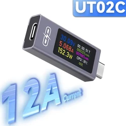 Enhanced USB Color Screen Tester - Voltage, Current, and Power Meter with Fast Charging Trigger (UT02C)