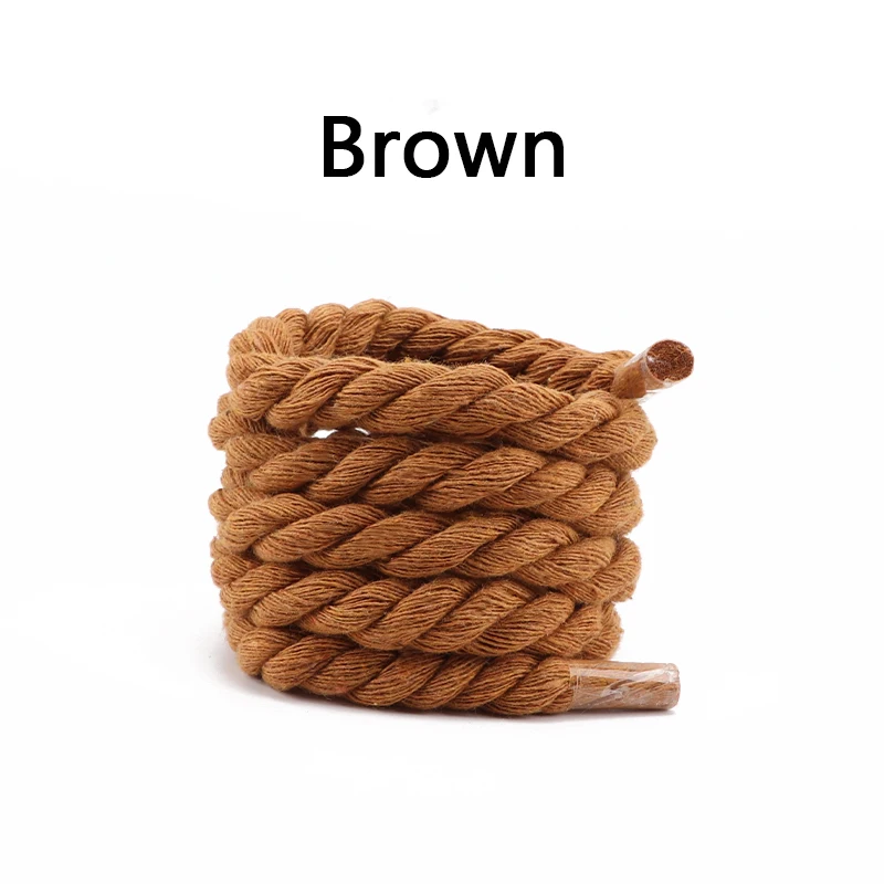 Cordón redondo de 10 mm para zapatos, tejido a mano, de algodón de tres hilos, universal, de color sólido, con decoración retorcida de algodón llamativo