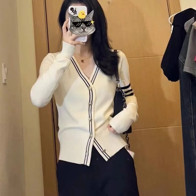 여성용 캐시미어 카디건 스웨터, 캐쥬얼 긴팔 카디건, V넥, 여성 캐시미어 브래지어, 패션, 용수철 가을, 2024 신상