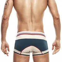 Sous-vêtements à angle plat pour hommes, taille moyenne basse en coton, coupe ajustée, couleur contrastée, sac surélevé en forme de U, sexy 5