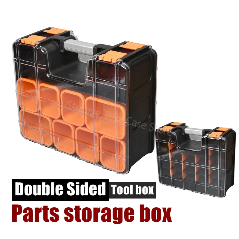 

Double-side Tool Box Potable Parts Box Hardware Tool Storage Case Multi-Grid Plastic Toolbox Screws Organizer Parts Storage Box