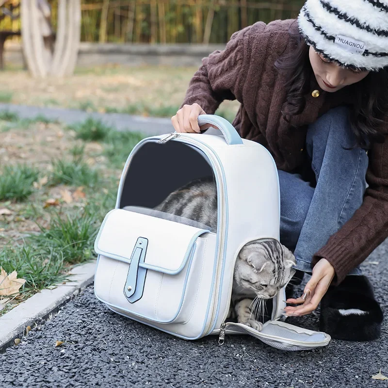 New Portable PU Pet Bag Fashion All-in-one Cat Small Dog Bag Cats Backpack Cat Carrier