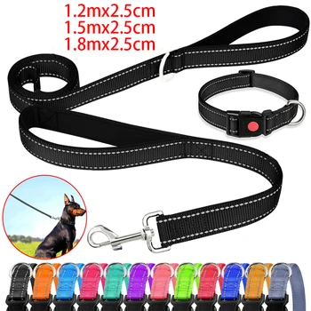 Night Reflection Dog Pet Towing Rope Pet Walking Training Leash Luminous Collar Adjustable Dog Collar Pet Safety Harnes Collar