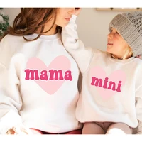 Mama Mini Print Valentine Family Matching Outfits Mom Kids Sweatshirt Family Clothes Valentine Day Party Women Children Outfits 1
