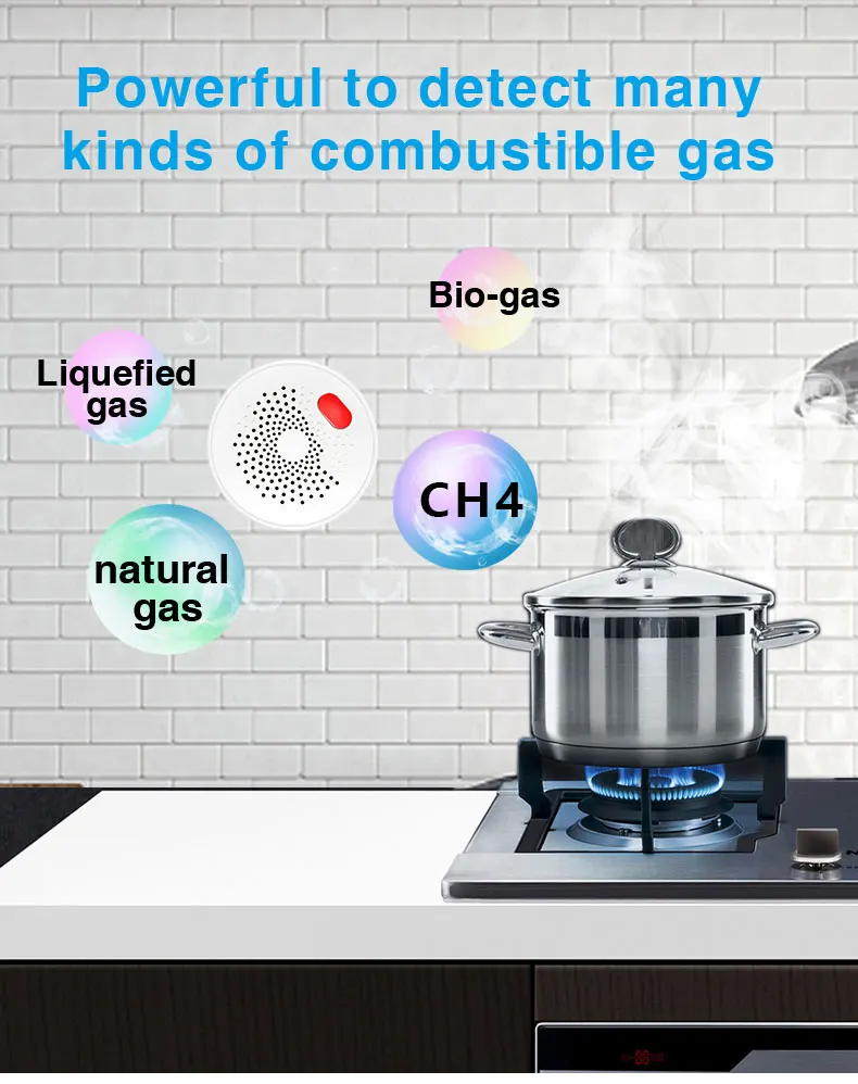 Tuya smart home wifi erdgas sensor brennbarer haushalt smart lpg gasleck alarm melder brandschutz – Detail 4