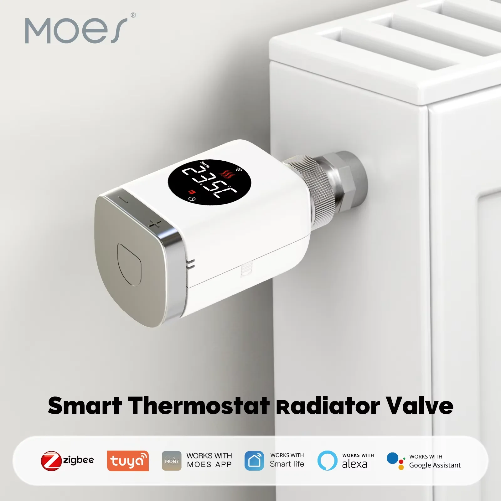 MOES Tuya สมาร์ท Wifi/ZigBee วาล์วหม้อน้ํา Thermostatic TRV โปรแกรม App รีโมทคอนโทรลอุณหภูมิ Alexa GoogleHome 1